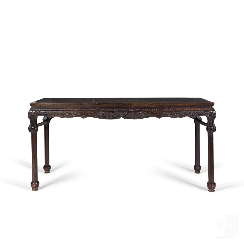 清 十九世紀 紅木半桌 | GRANDE TABLE EN HONGMU SCULPTÉ, BANZHUO - 图6